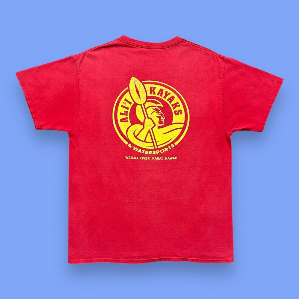 Vintage Sun Faded Shirt Thrashed Graphic Tee y2k Hawaii Kauai Kayak Red Medium